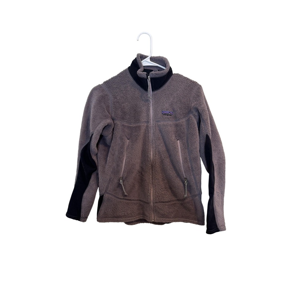 Vintage Patagonia Fleece Jacket Womens Small Purple Gray Full Zip Made USA 2000s